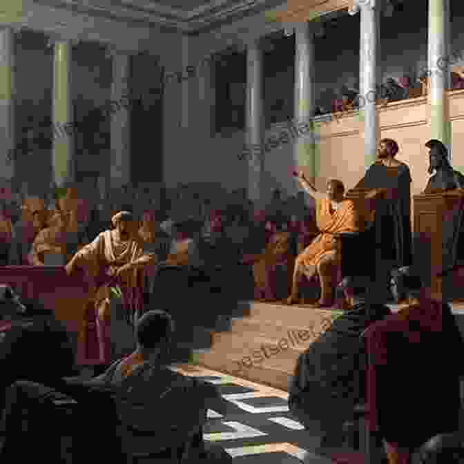 An Illustration Depicting A Legal Court In Ancient Greece, With Citizens Gathered To Witness The Proceedings. Studies On Greek Law Oratory And Comedy