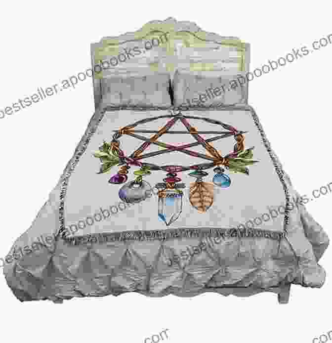 An Image Of The Pentacle Lapghan Draped Over A Bed, Adding A Touch Of Elegance And Symbolism Pentacle Lapghan Filet Crochet Pattern