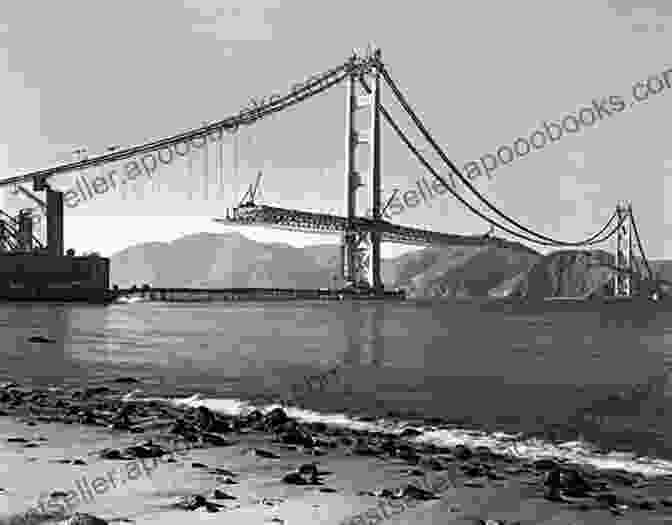 Colorized Photograph Of Golden Gate Bridge During Construction, Showcasing The Massive Cables And Intricate Engineering Details. Historic Photos Of The Golden Gate Bridge