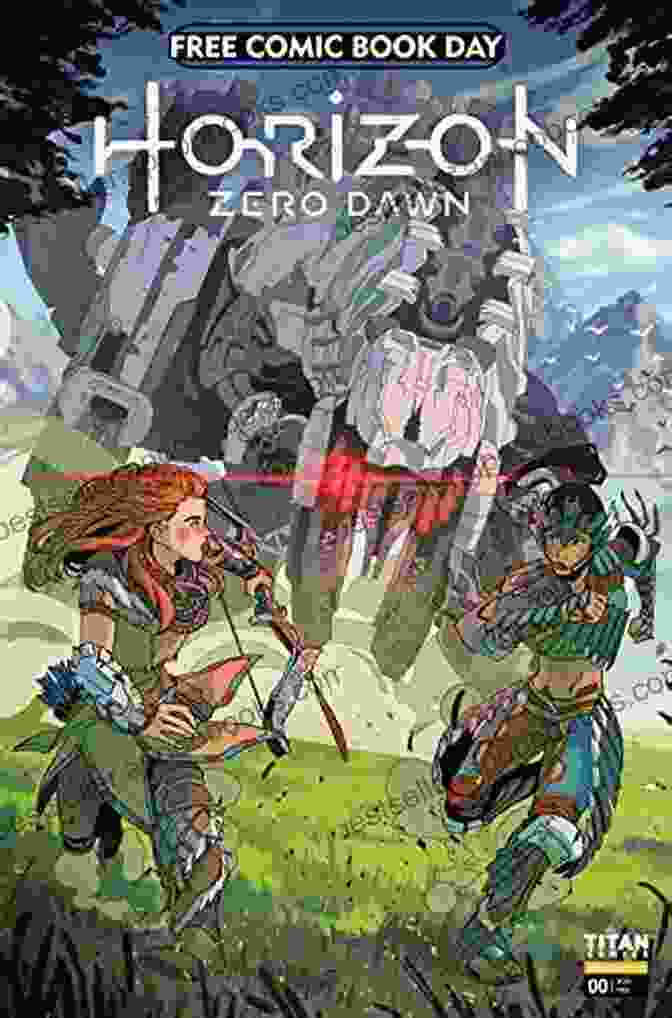 Horizon Zero Dawn Free Comic Day Issue: Aloy Standing Defiantly Amidst A Herd Of Mechanical Beasts Horizon Zero Dawn Free Comic Day Issue